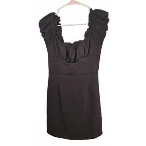 Kendall & Kylie Women's Black Ruffle Sleeve Bodycon Mini Dress Size Small‎